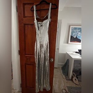 Silver Sequin Slip Dress - Meshki Adoria Silver